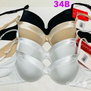 34B - NWT 4 pcs Satin Detail Contour Bras